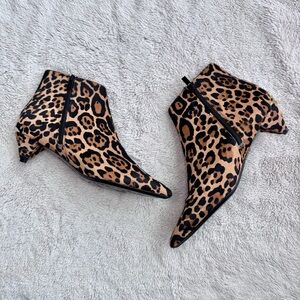 Calvin Klein Leopard Print Leather Ankle Boots